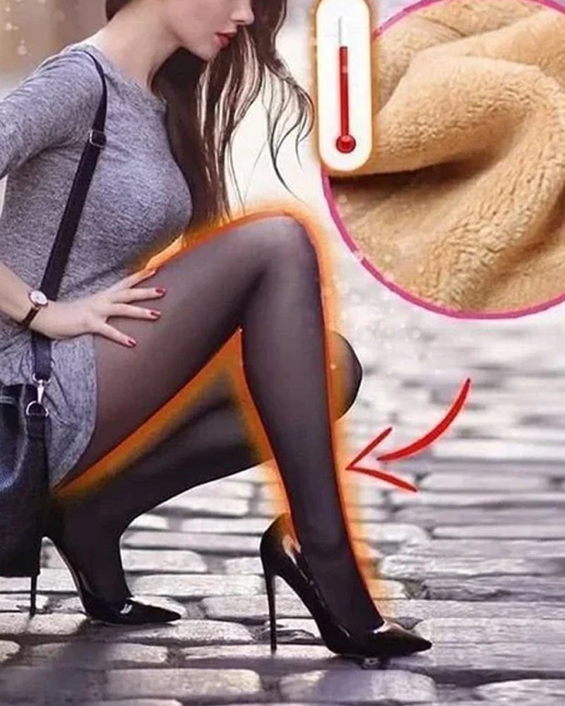 Flawless legs fake translucent warm plush lined elastic tights