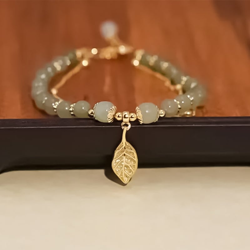 Hetian Jade Blattgold Armband