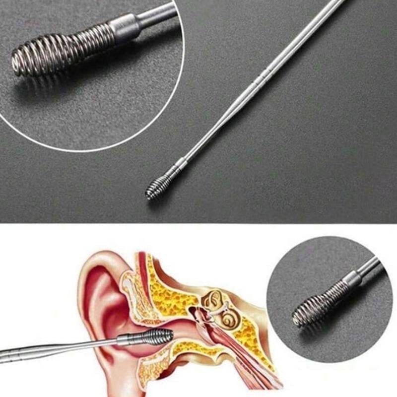 6-teiliges Set mit Spiral-Ohrmassage-Reinigungswerkzeug aus Edelstahl