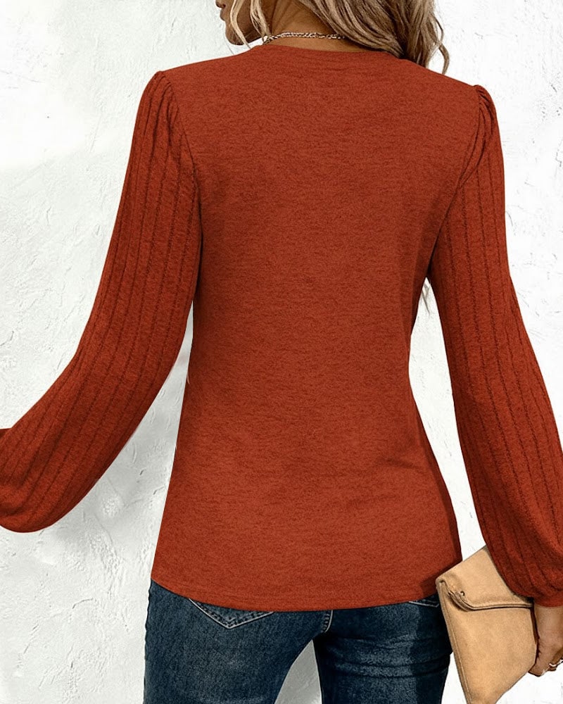 Top Met Gestreept Print-Lantaarnmouw