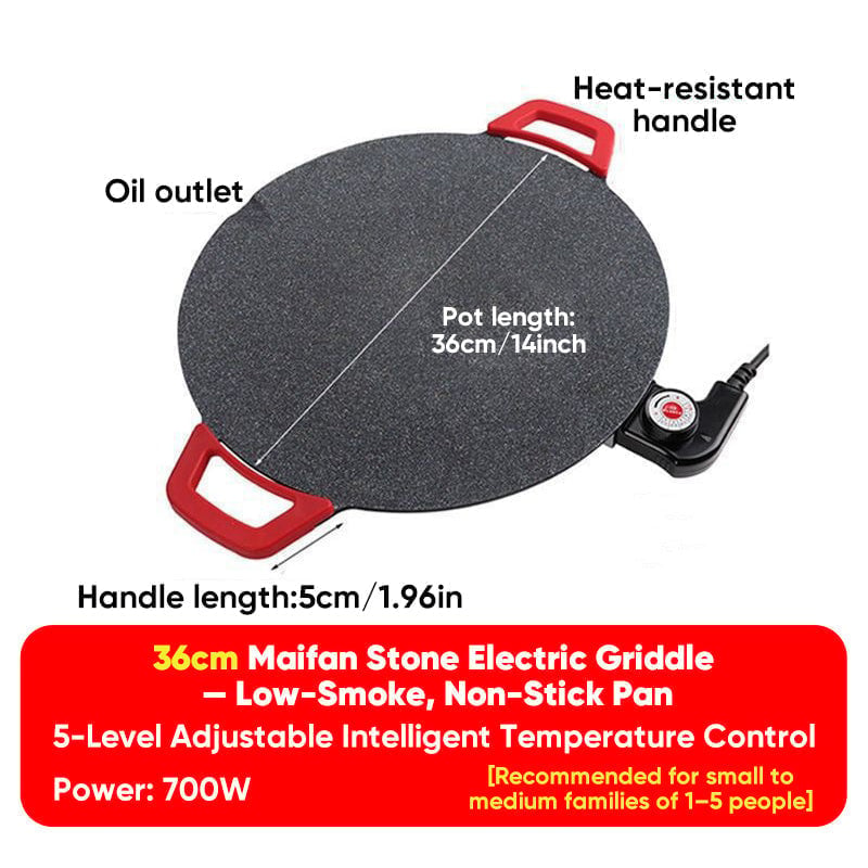 Non-Stick Electric BBQ Grill with Temperature Control