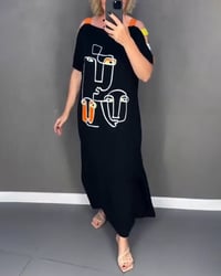 Robe Épaules Dénudées Découpée Imprimé Fente