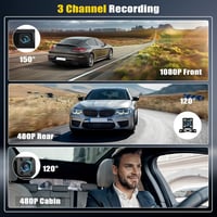 Sakerplus 3 Channel Dash Cam Front and Rear Inside