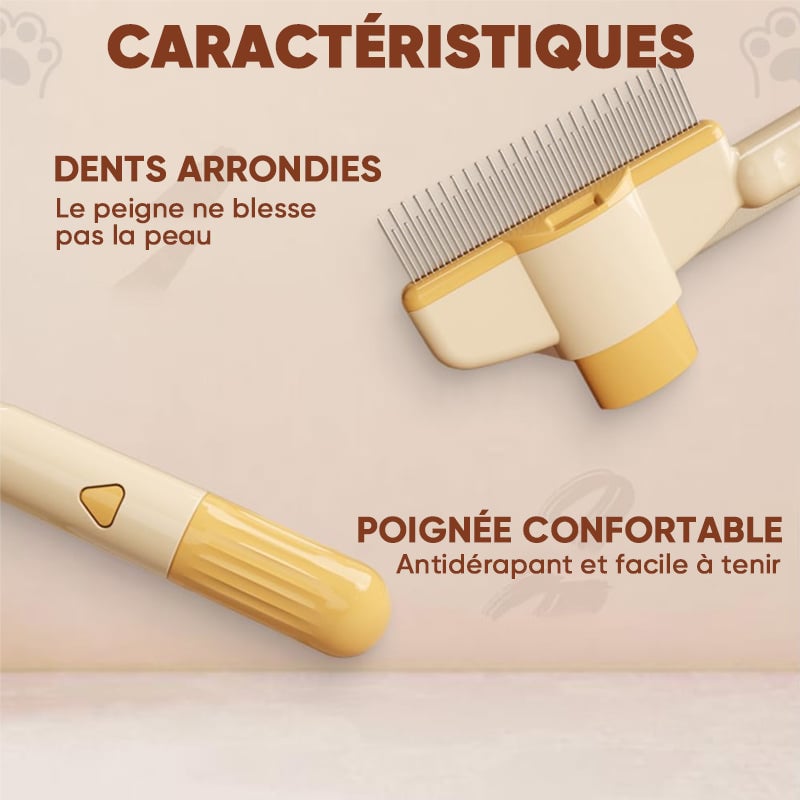 Brosse de toilettage autonettoyante pour animaux de compagnie