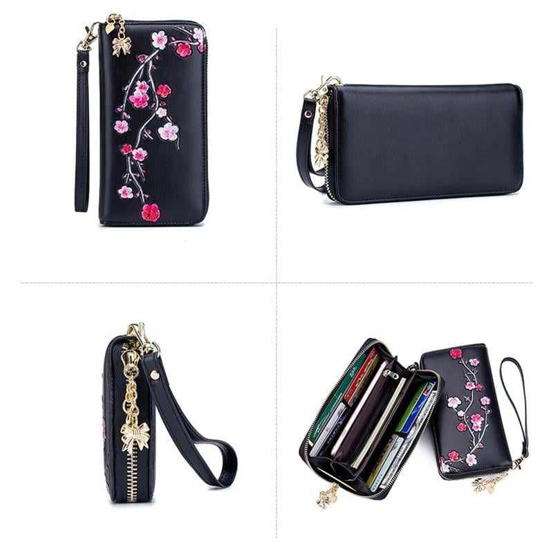 Women's Plum Blossom RFID Long Clutch/Wallet