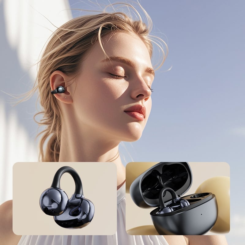 Bluetooth Headphones with Pearl Bow and Ear Clip