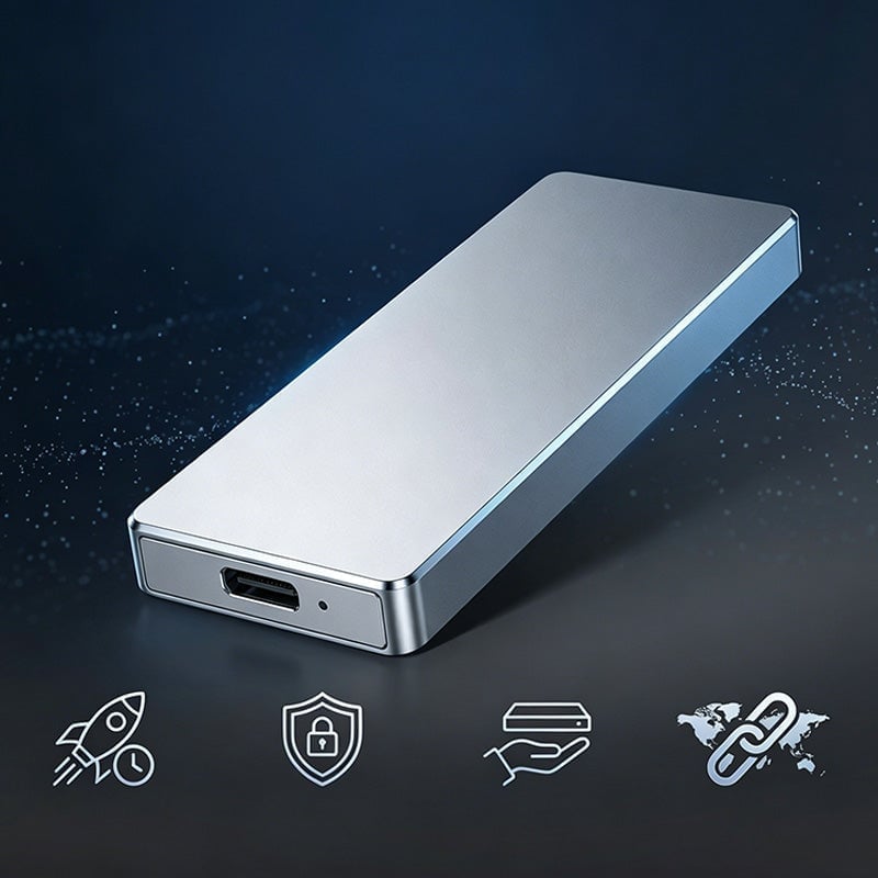 Ultratunn bärbar extern SSD i metall