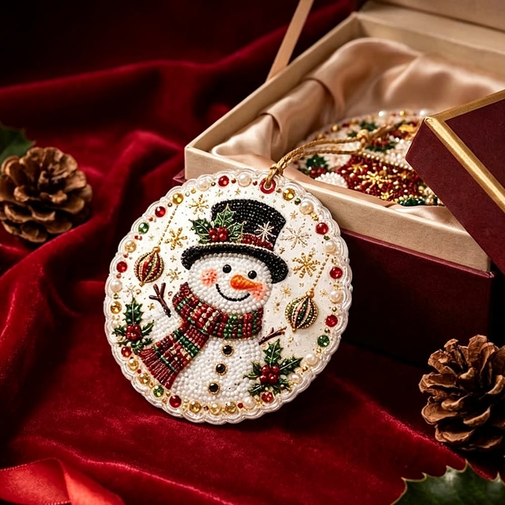 Family sharing a relaxing Christmas craft evening