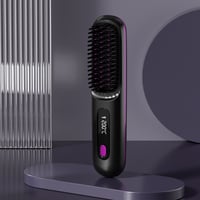 Ceramic Heated Cordless Portable Curling Straightening Brush