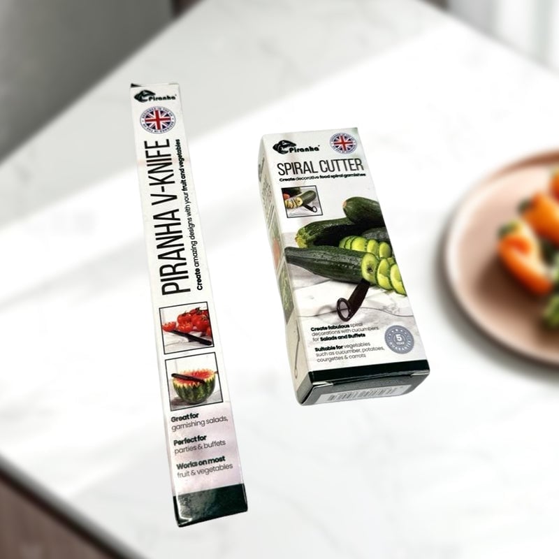 Spiral and V Tool Duo for Decorating Vegetables and Fruits