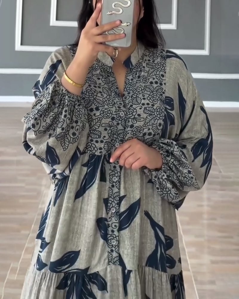 Jurk casual bedrukt met lange mouwen