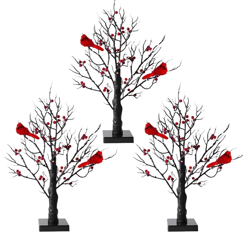 Sakerplus Vintage Glowing Tree With Cardinals Lamp