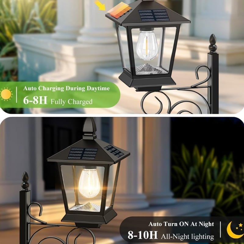 2-in-1 Solar Powered Outdoor Post Light with Integrated Planter Box
