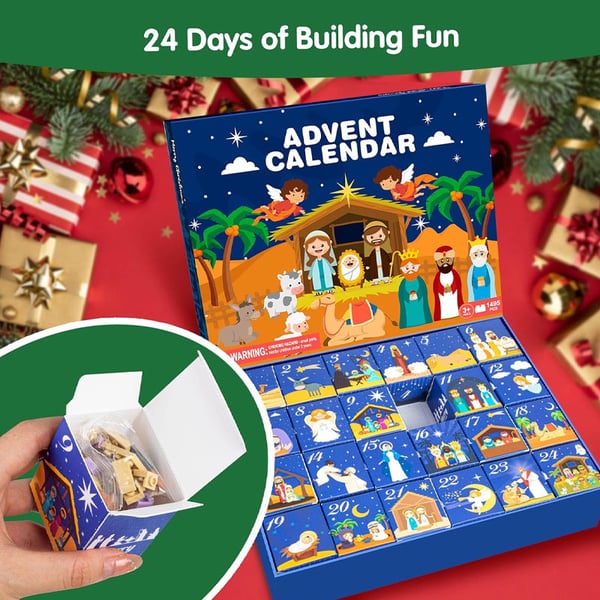 2025 Nativity Advent Calendar – 24-Day Building Block Set Christmas Countdown Gift
