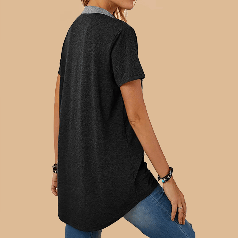 T-shirt da donna a maniche corte casual ampia monopetto