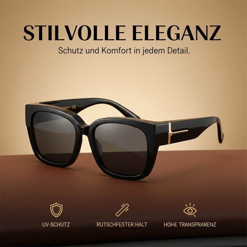 Polarisierte quadratische Sonnenbrille mit umschließendem Design