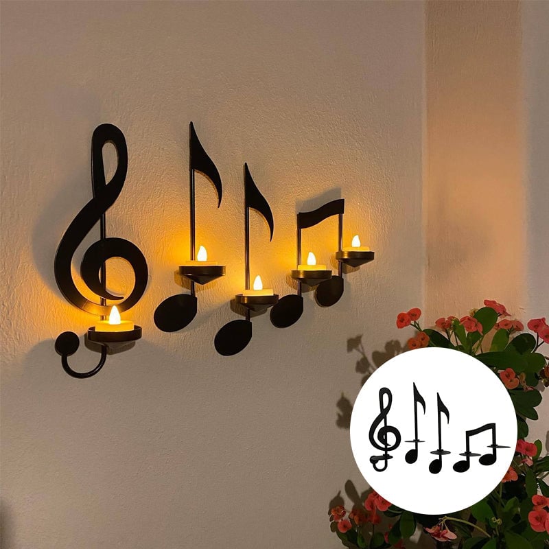 Zwarte Muzieknoot Wandkandelaar