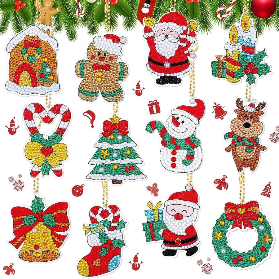 Sakerplus® 12 Pcs Diamond Art Christmas Ornaments