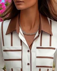 Striped Pocket Satin Casual Shirt