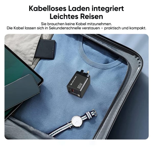 65 W GaN 3-in-1 einziehbares Schnellladegerät