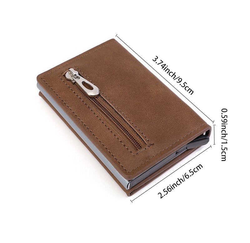 Anti-magnetic RFID card holder with zipper for men