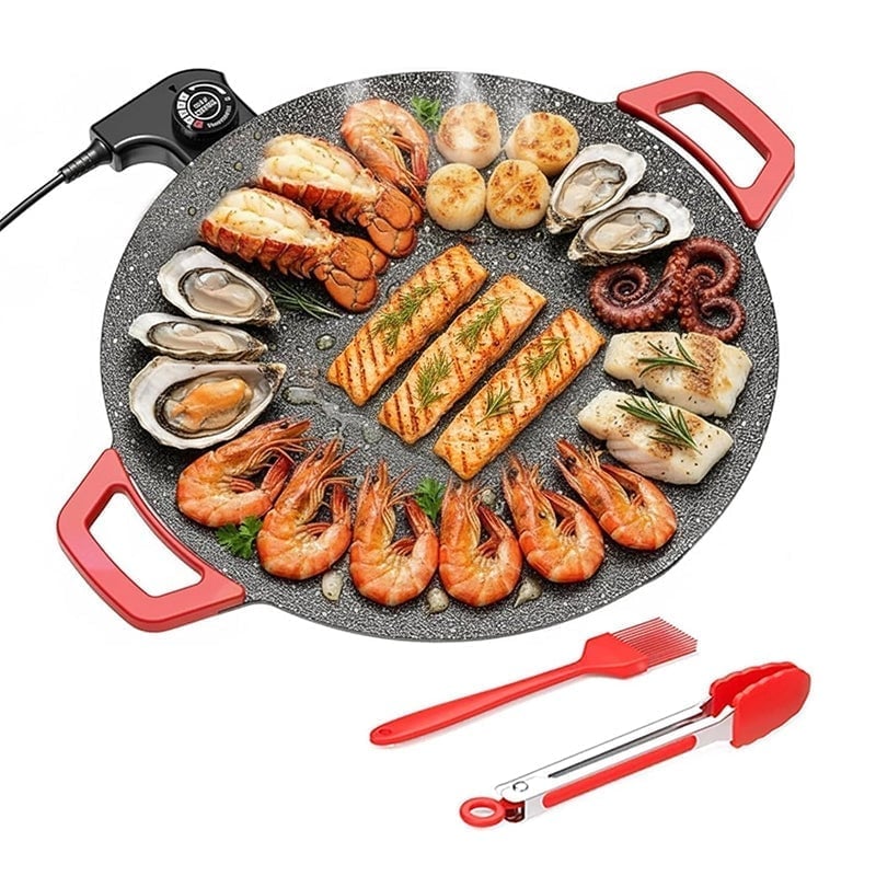 Non-Stick Electric BBQ Grill with Temperature Control