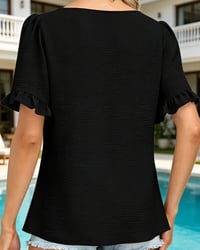 Square Neck Ruffle Sleeve Blouse