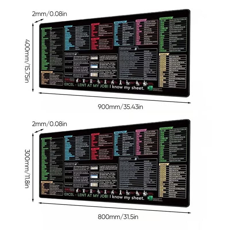 Excel Keyboard Shortcut Mouse Pad