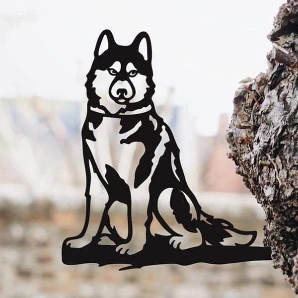 Metal Dog Silhouette Puppy Garden Decoration