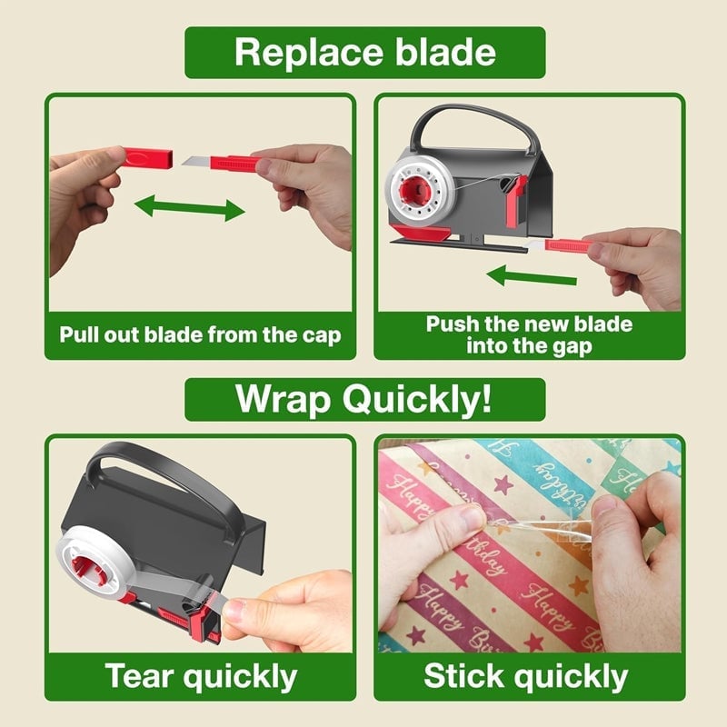 Sakerplus Wrapping Paper Cutter And Dispenser Set