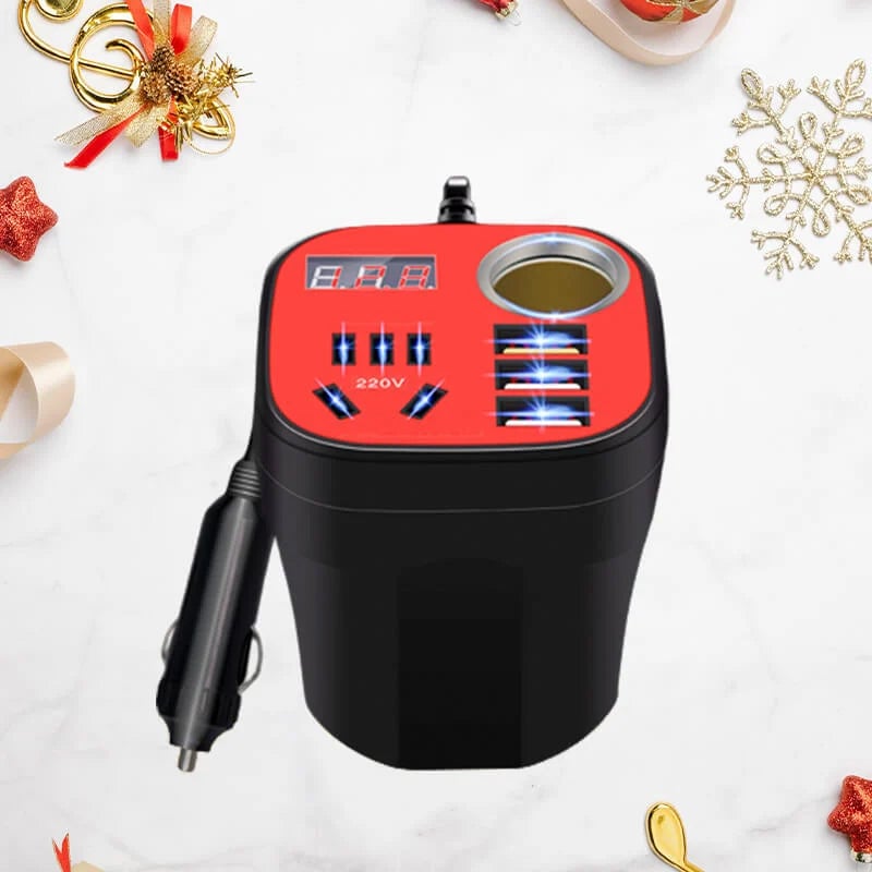 【sale】Car Mounted Cup Type Inverter Converter QC Charger