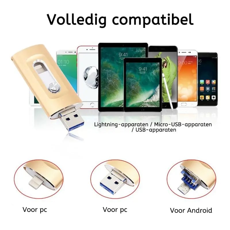 3-in-1 USB-stick met hoge capaciteit en vingerafdrukbeveiliging
