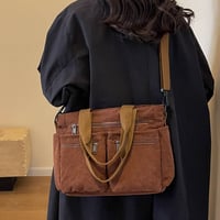 Sac fourre-tout en velours côtelé de couleur unie avec plusieurs compartiments