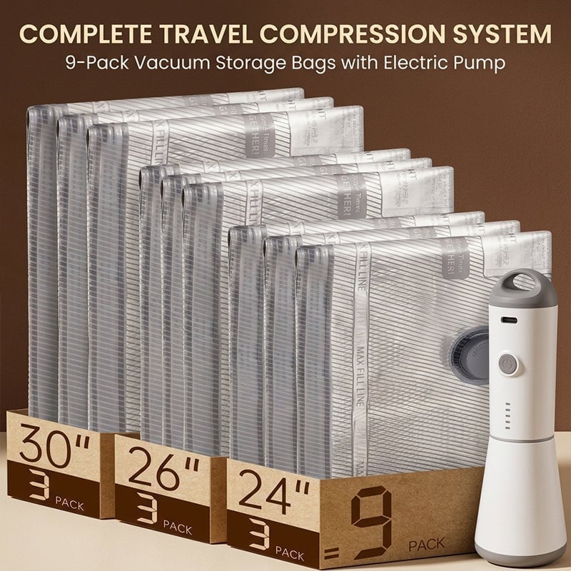 Travel Vacuum Bags with Portable Electric Pump