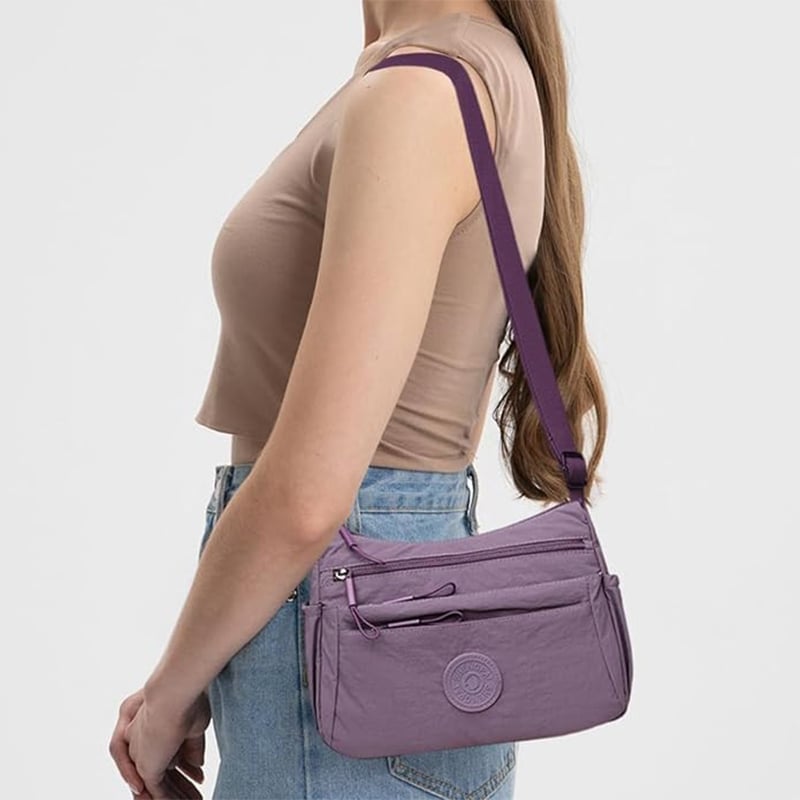 Solid Color Fashionable Multi-pocket Zipper Crossbody Bag