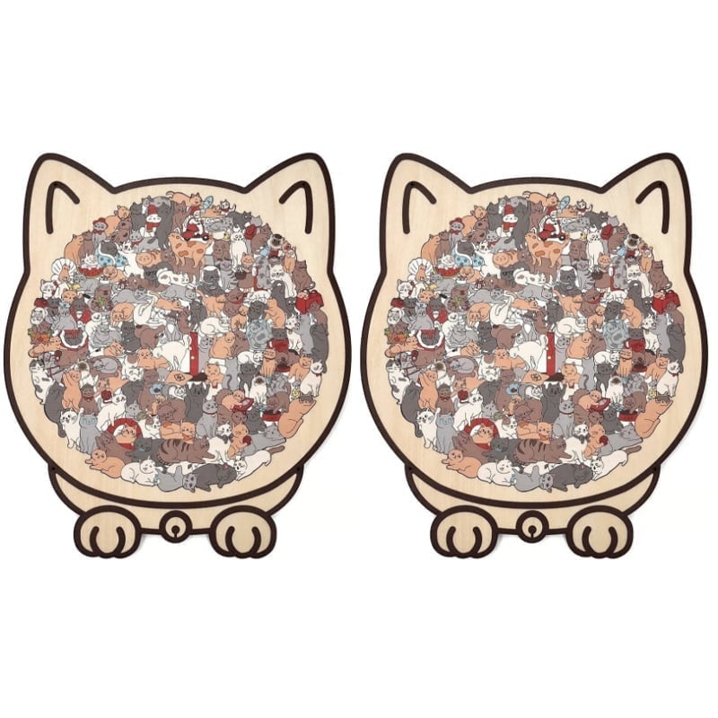 135-Piece Cat-Shaped Wooden Puzzle