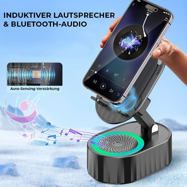 Drahtloser Induktions-Audio-Bluetooth-Lautsprecher 5 in 1 Telefonhalterung