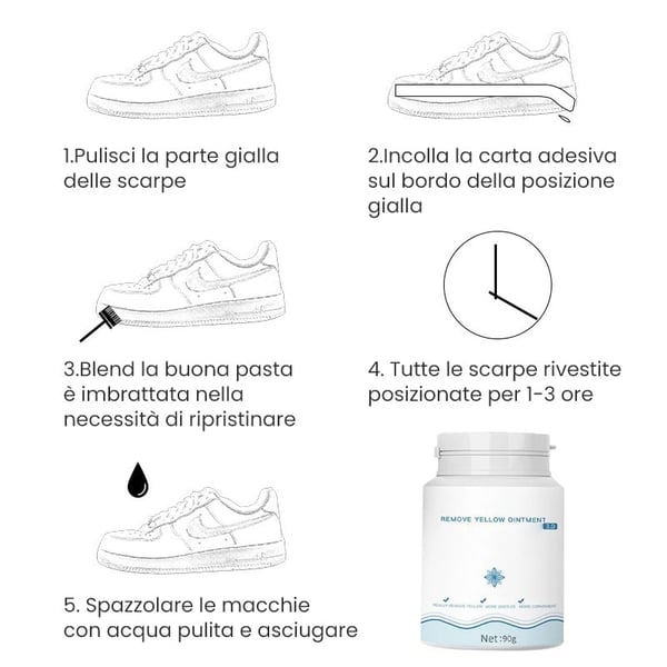 Gel detergente sbiancante per scarpe
