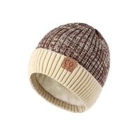 Fleece Lined Leather Patch Knit Cap