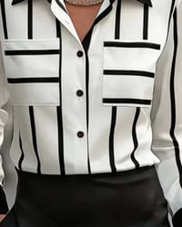 Striped Pocket Satin Casual Shirt