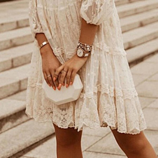 Trekvartsärm i spets