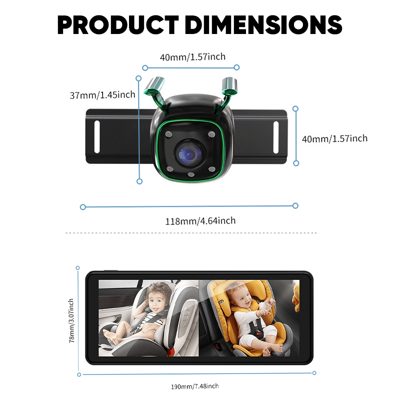 Sakerplus Baby Car Monitor with Dual Cameras