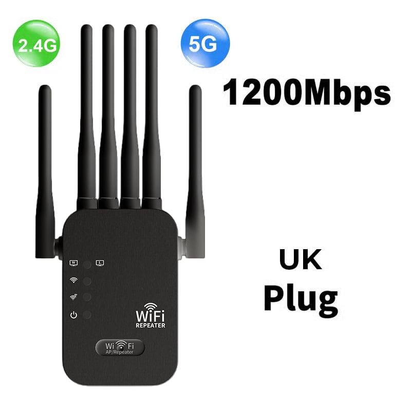 Upgraded 6-Antenna WiFi Extender 1200Mbps