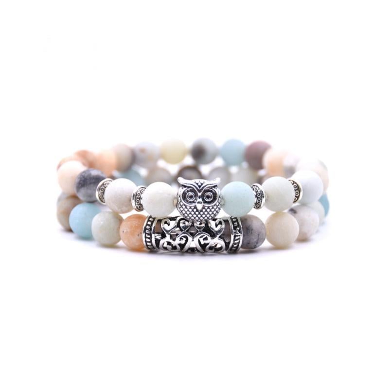 Uil Charm Natuursteen Armband