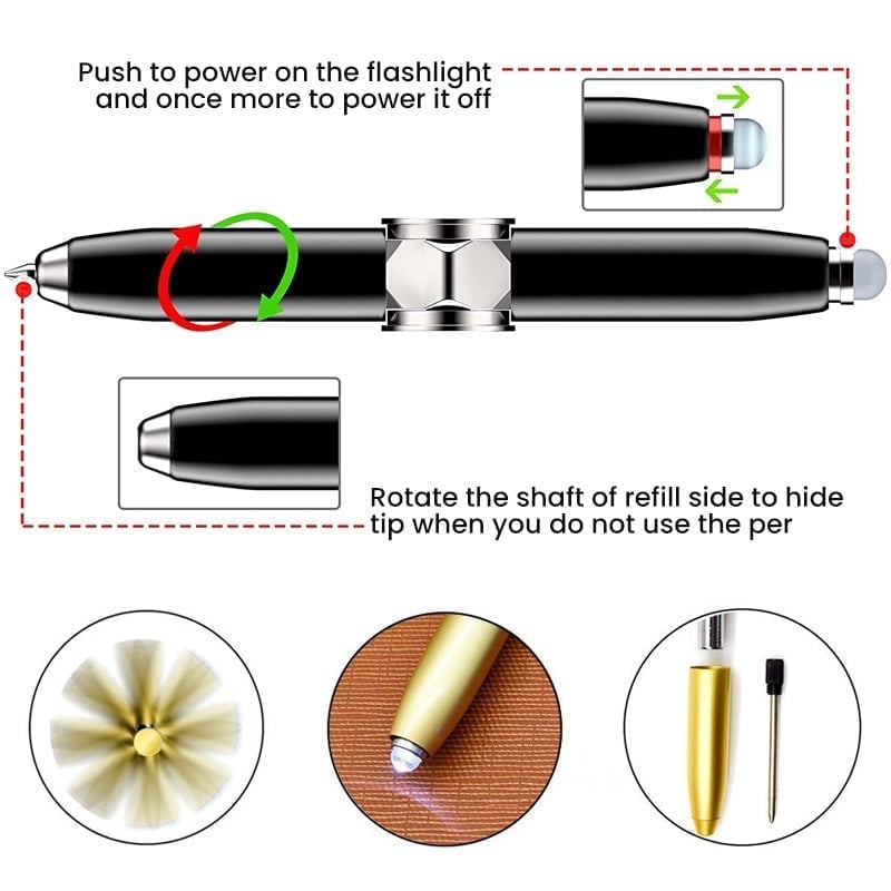 🖊️Fidget Spinner Pen with LED Light