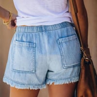 Denimshorts med elastisk hög midja