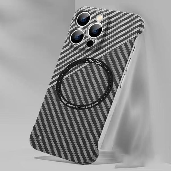 Carbon Fiber Texture Frameless For Magnetic charging iPhone Case