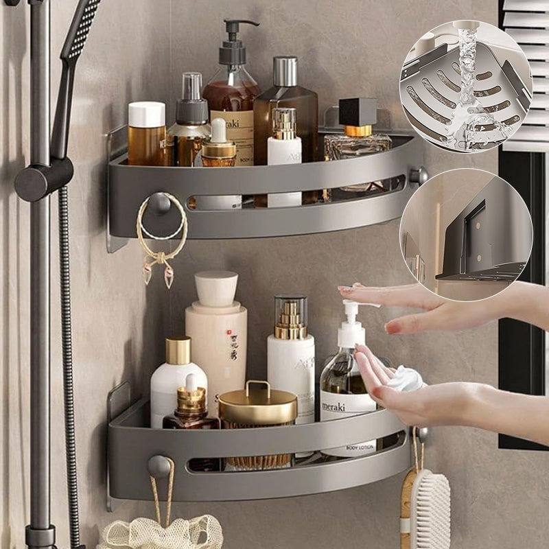 No-Drill Bathroom Corner Shelf