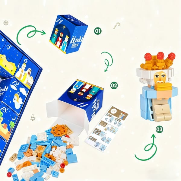2025 Nativity Advent Calendar – 24-Day Building Block Set Christmas Countdown Gift