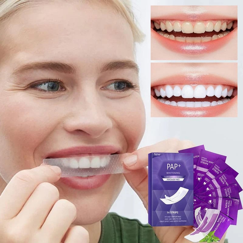 Yellow teeth whitening strips